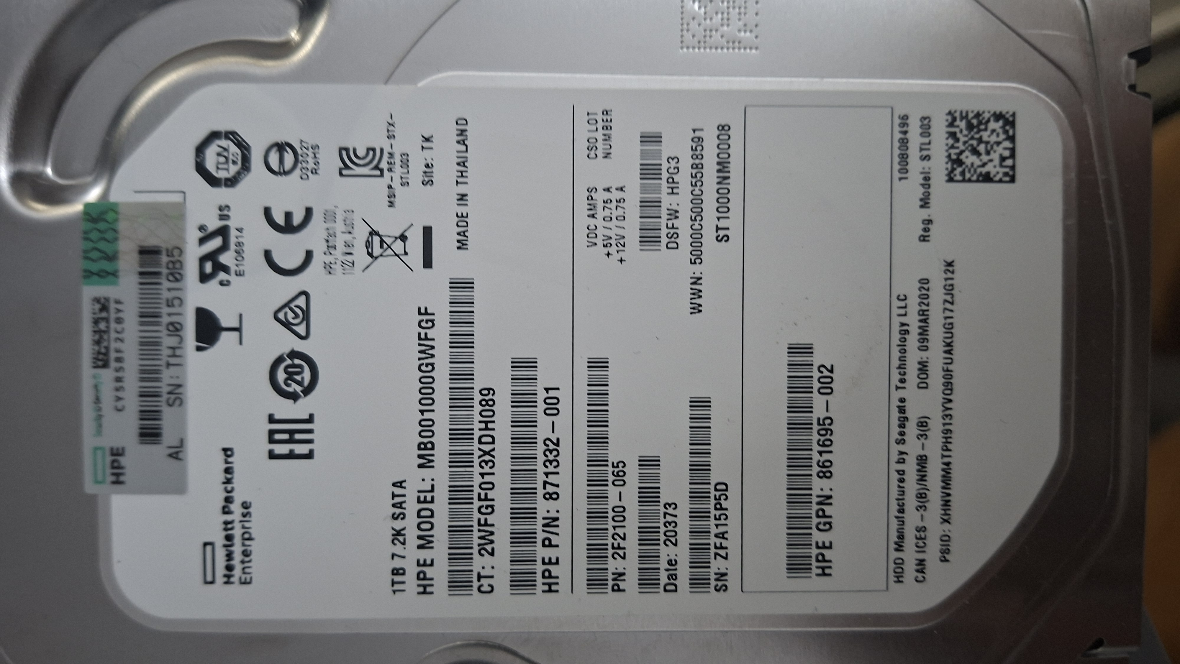 HP MB001000GWFGF 1TB