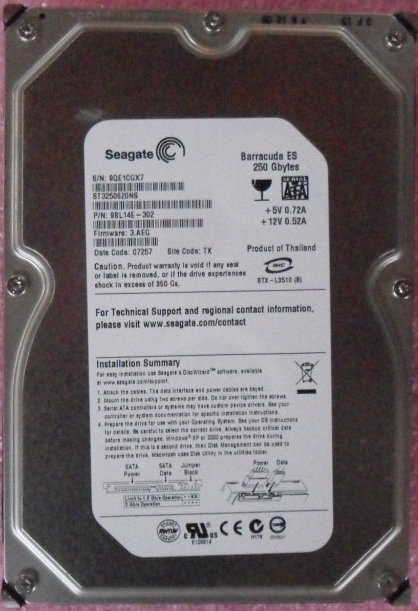 Festplatte Seagate Barracuda ES ST3250620NS – 250 GB, 7200 U/min, 3,5" SATA‑Festplatte