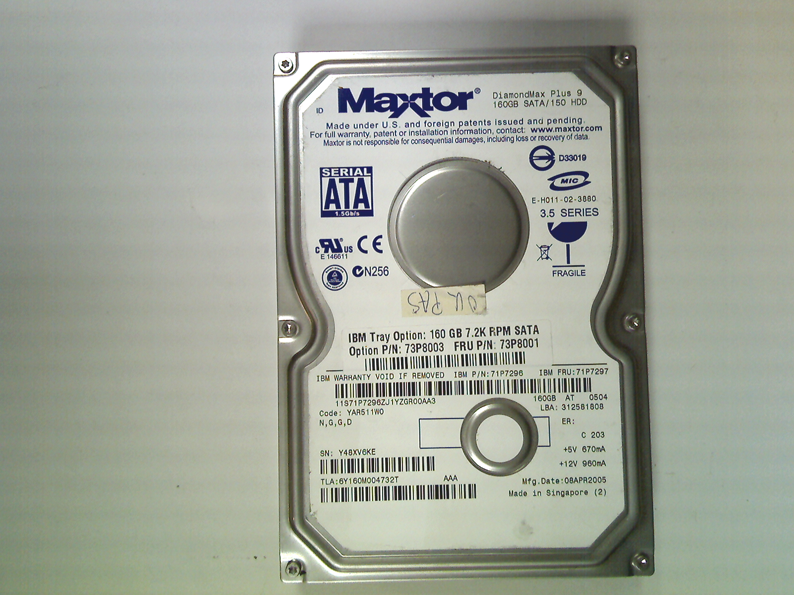 Festplatte Maxtor 11S71P7296YJ1ZYGR00AA3 160GB